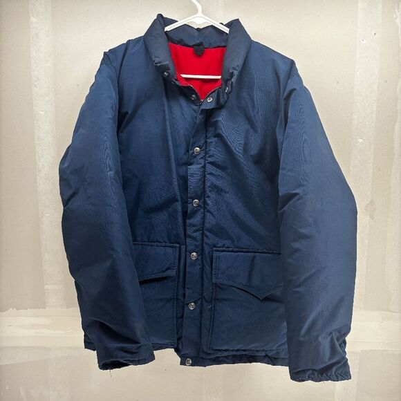 Woolrich Puffer Goose Down Coat Navy Men's M Hunting Jacket-60's Vintage EUC - Picture 1 of 8